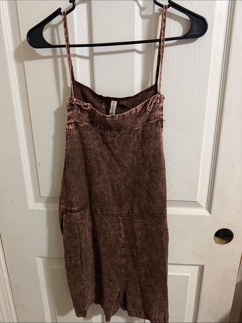 Zenana Outfitters Brown Corduroy Romper with Adjustable Straps